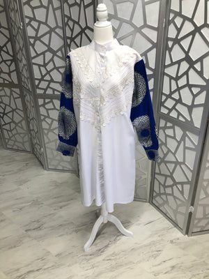 Ankara sleeve lace front shirt dress