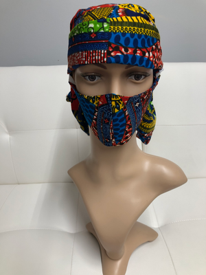 Ankara head tie with matching face mask