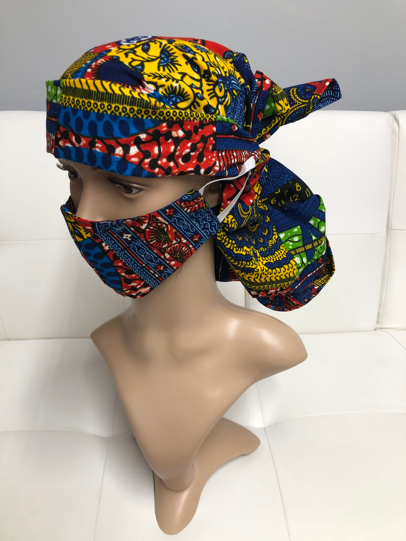 Ankara Head Tie and Face Mask Combo