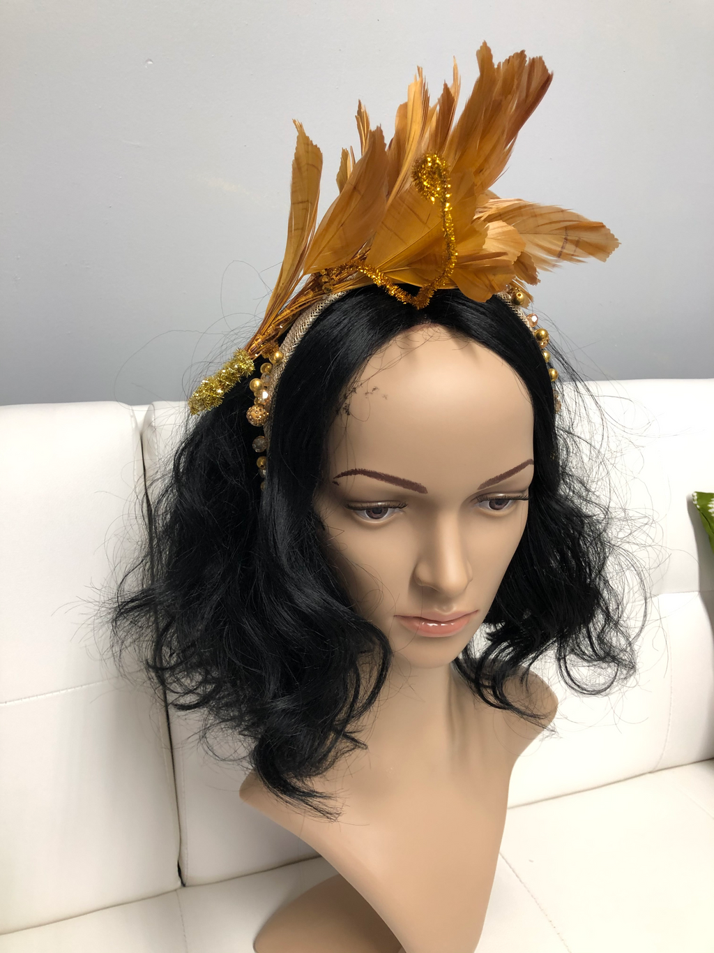 Gold bedazzled fascinator